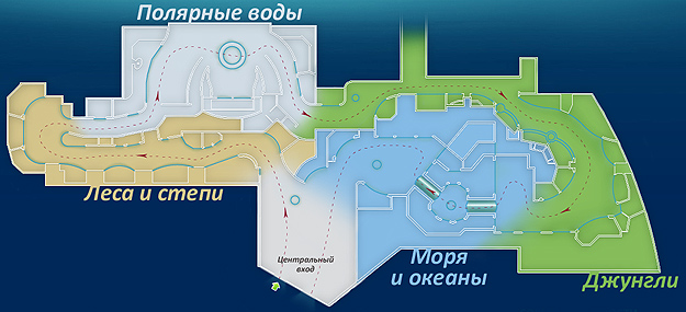 Схема Океанариума ТРЦ Сити-парк "Град"